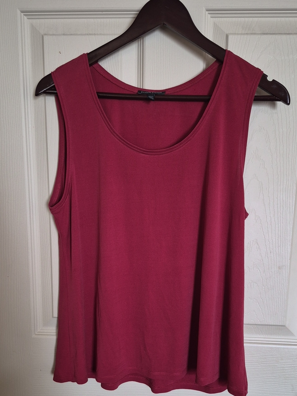 Eileen Fisher Stretch Silk Jersey Scoop Neck Tank Pink Medium